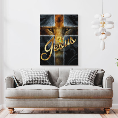 Jesus And Lion Christian Canvas Wall Art