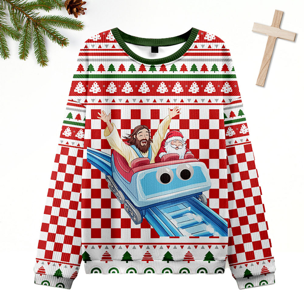 Jesus And Santa Christian Ugly Christmas Sweatshirt