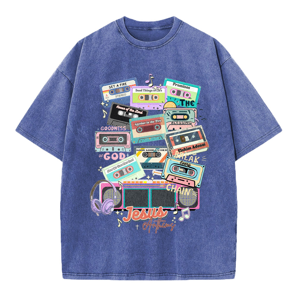 Jesus Anthems Retro Christian Washed T-Shirt