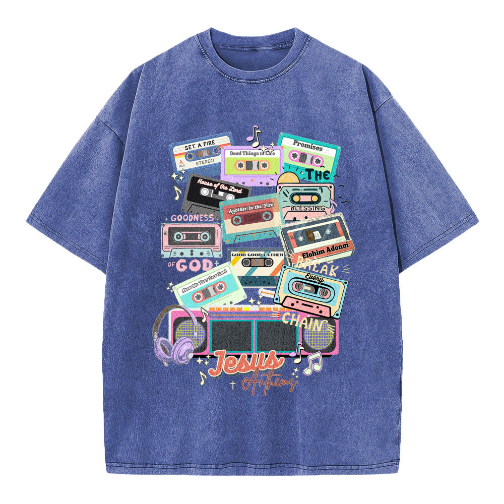Jesus Anthems Retro Christian Washed T-Shirt