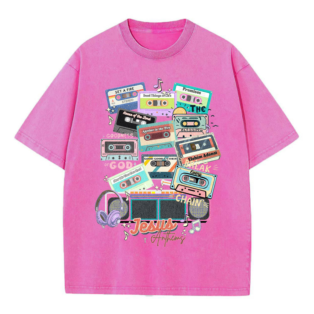 Jesus Anthems Retro Christian Washed T-Shirt