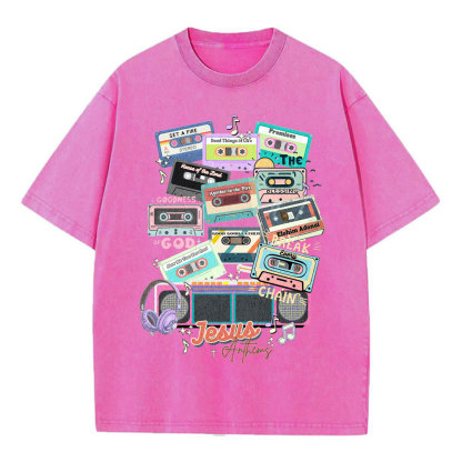 Jesus Anthems Retro Christian Washed T-Shirt