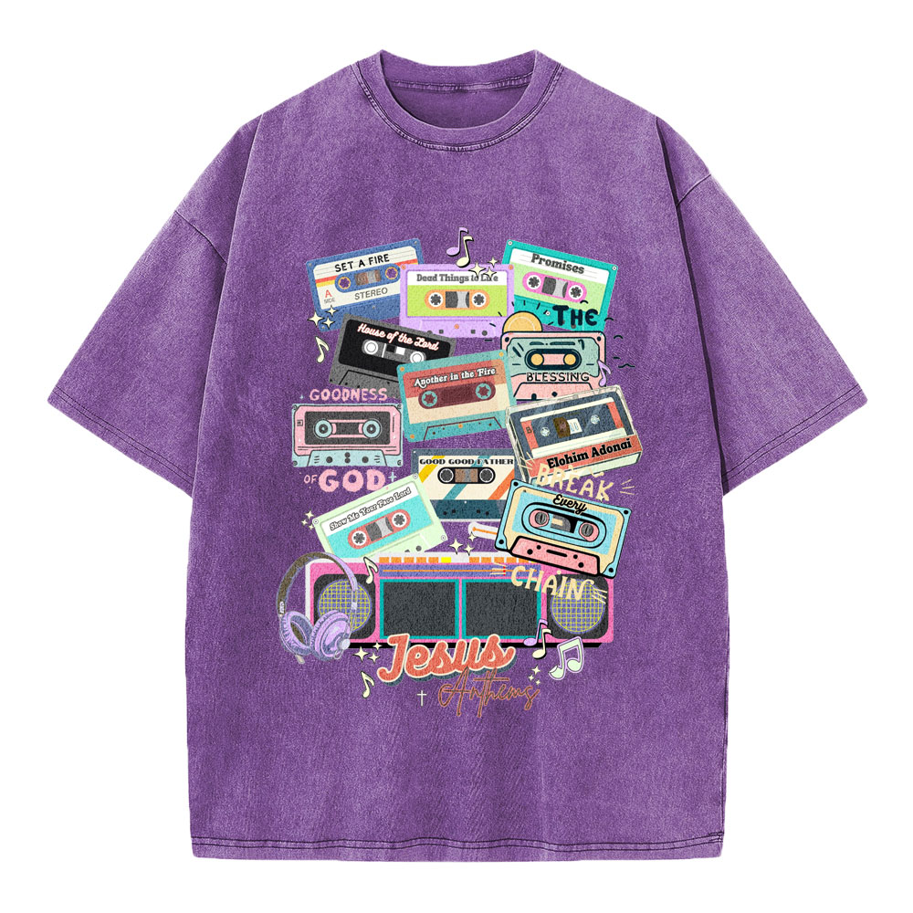 Jesus Anthems Retro Christian Washed T-Shirt