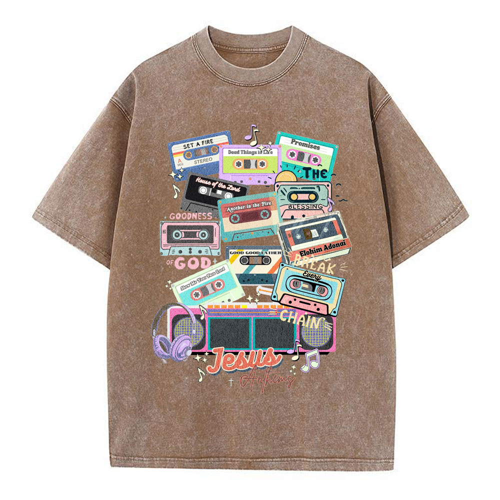 Jesus Anthems Retro Christian Washed T-Shirt