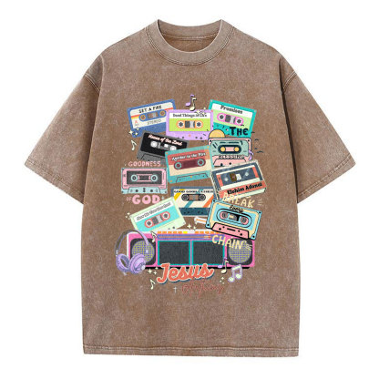 Jesus Anthems Retro Christian Washed T-Shirt