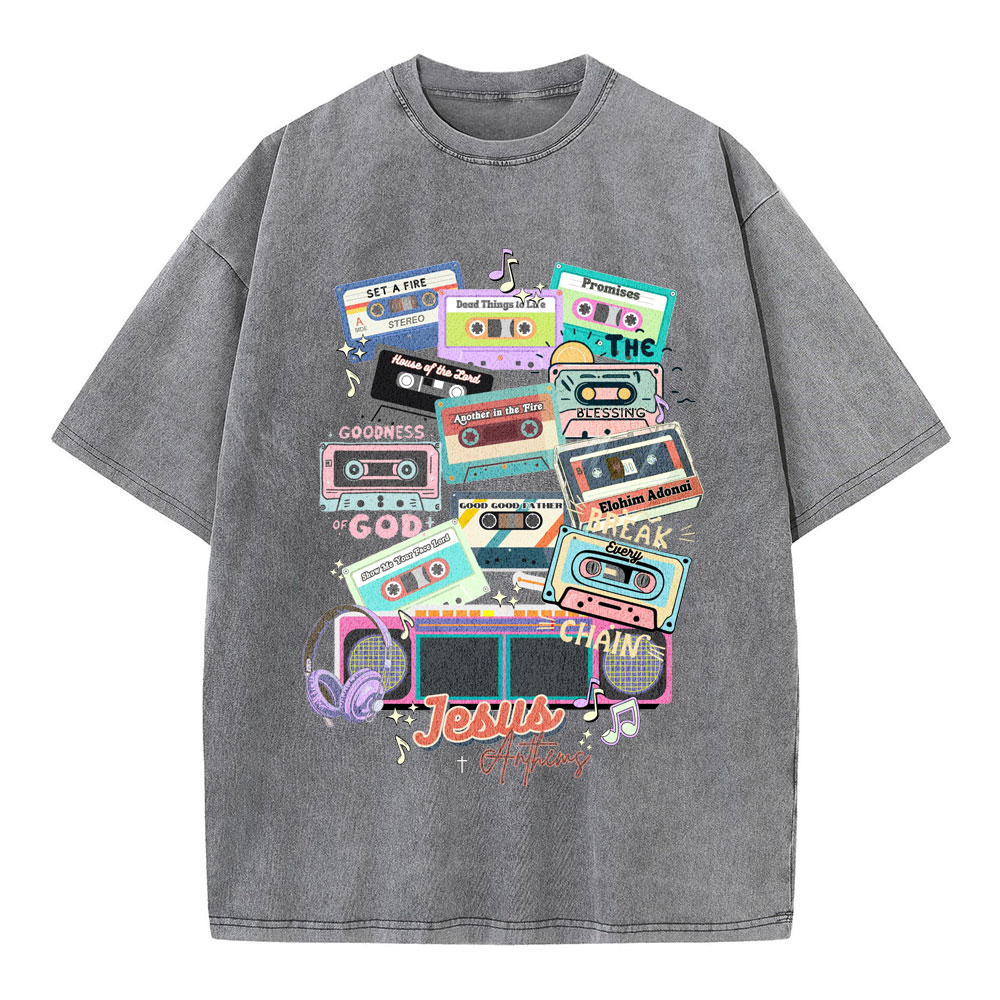 Jesus Anthems Retro Christian Washed T-Shirt