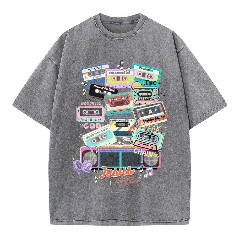 Jesus Anthems Retro Christian Washed T-Shirt
