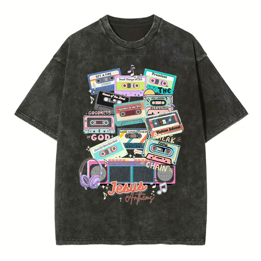 Jesus Anthems Retro Christian Washed T-Shirt