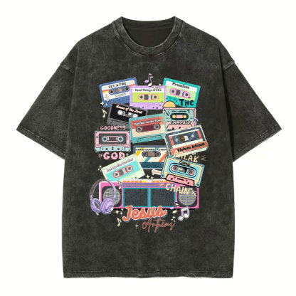 Jesus Anthems Retro Christian Washed T-Shirt