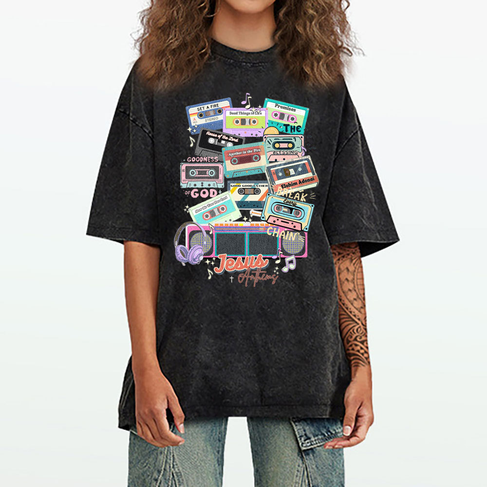 Jesus Anthems Retro Christian Washed T-Shirt