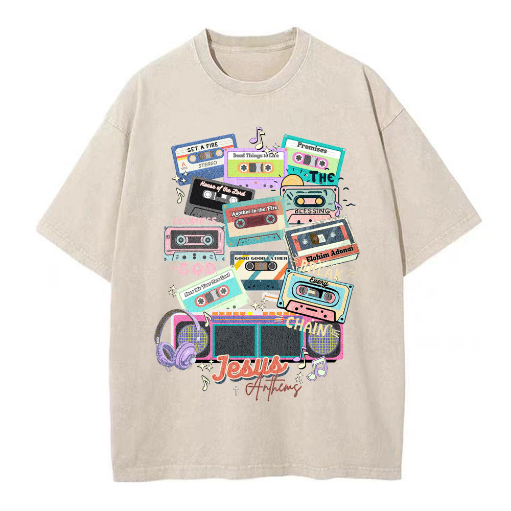 Jesus Anthems Retro Christian Washed T-Shirt