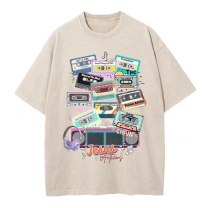 Jesus Anthems Retro Christian Washed T-Shirt