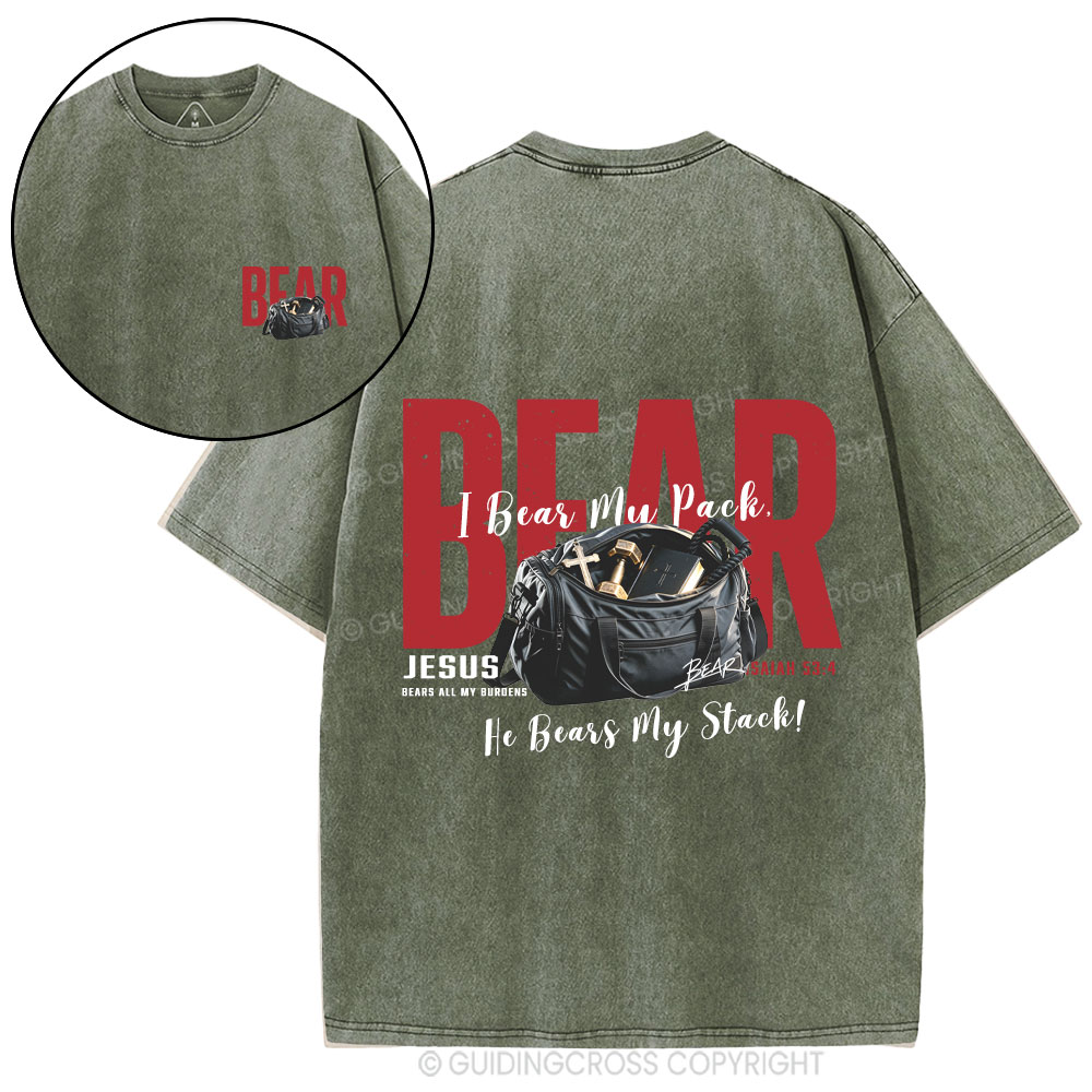 Jesus Bears All My Burdens Christian Washed T-Shirt