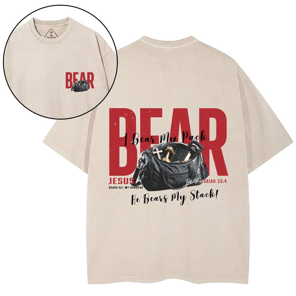 Jesus Bears All My Burdens Christian Washed T-Shirt