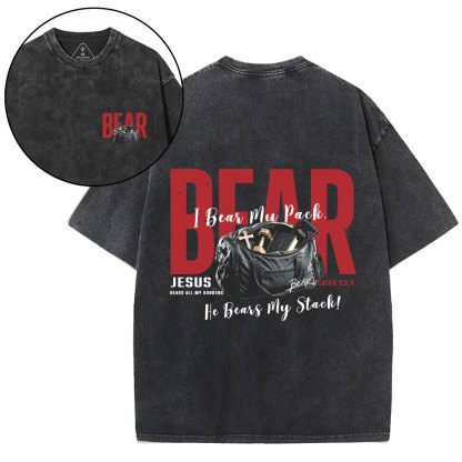 Jesus Bears All My Burdens Christian Washed T-Shirt