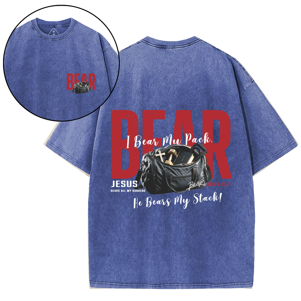 Jesus Bears All My Burdens Christian Washed T-Shirt