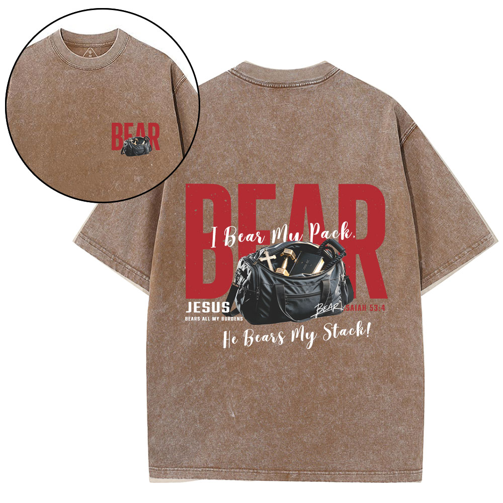 Jesus Bears All My Burdens Christian Washed T-Shirt