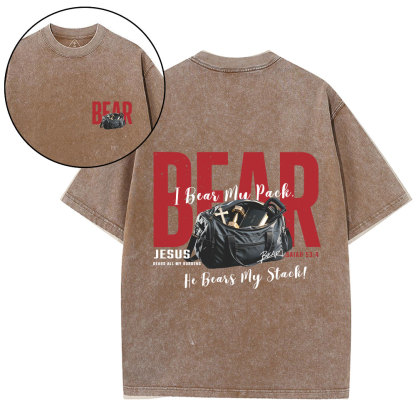 Jesus Bears All My Burdens Christian Washed T-Shirt