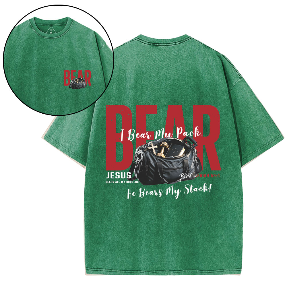 Jesus Bears All My Burdens Christian Washed T-Shirt