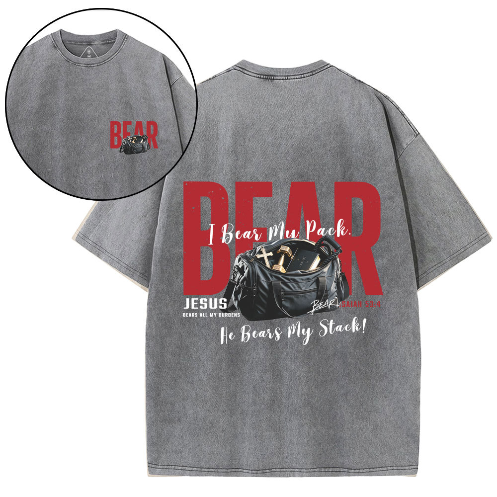 Jesus Bears All My Burdens Christian Washed T-Shirt