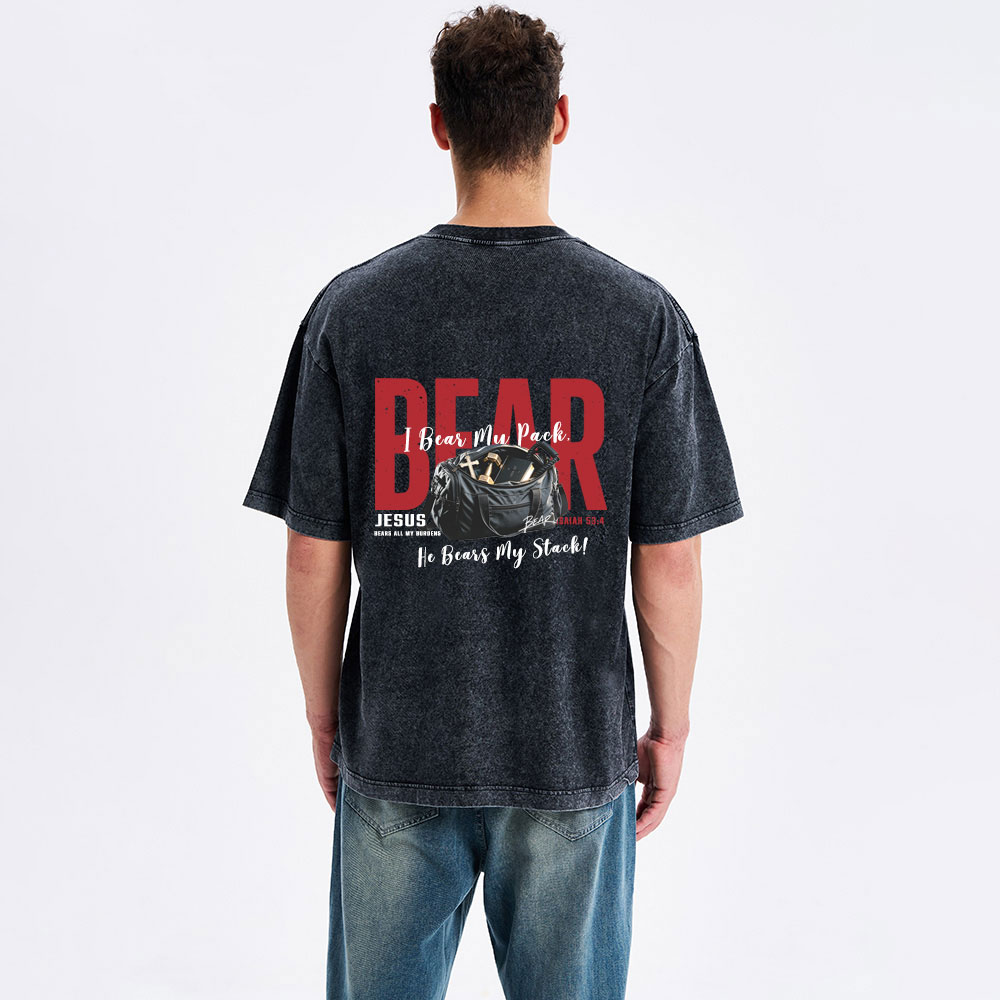 Jesus Bears All My Burdens Christian Washed T-Shirt