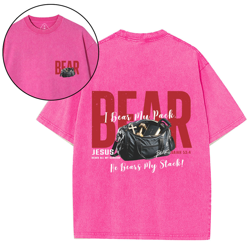 Jesus Bears All My Burdens Christian Washed T-Shirt
