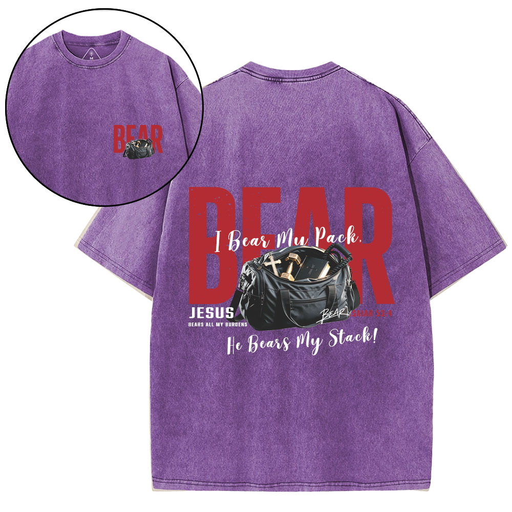 Jesus Bears All My Burdens Christian Washed T-Shirt