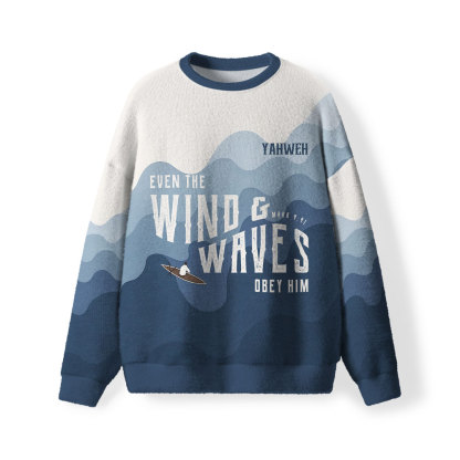 Jesus Calmed The Storm Furry Christian Lightweight Sweater