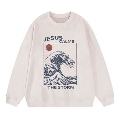 Jesus Calms The Storm Christian Washed Sweatshirt