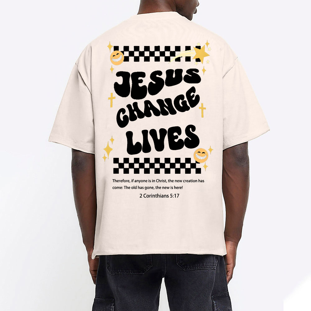 Jesus Changes Lives Christian Washed T-Shirt