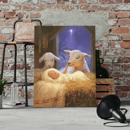 Jesus Christ And Sheep Christian Canvas Wall Art