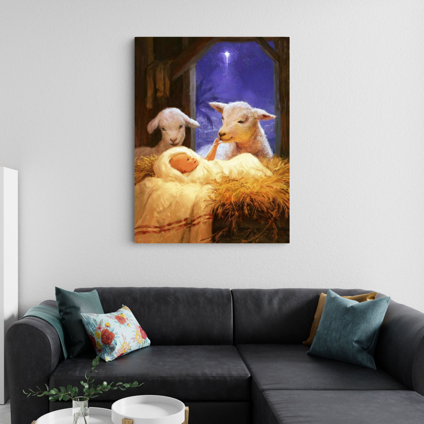 Jesus Christ And Sheep Christian Canvas Wall Art