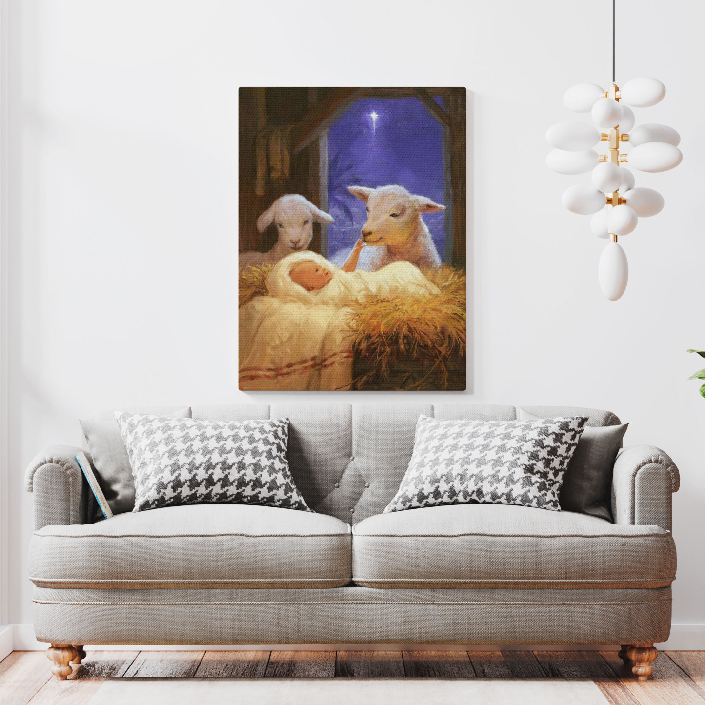 Jesus Christ And Sheep Christian Canvas Wall Art