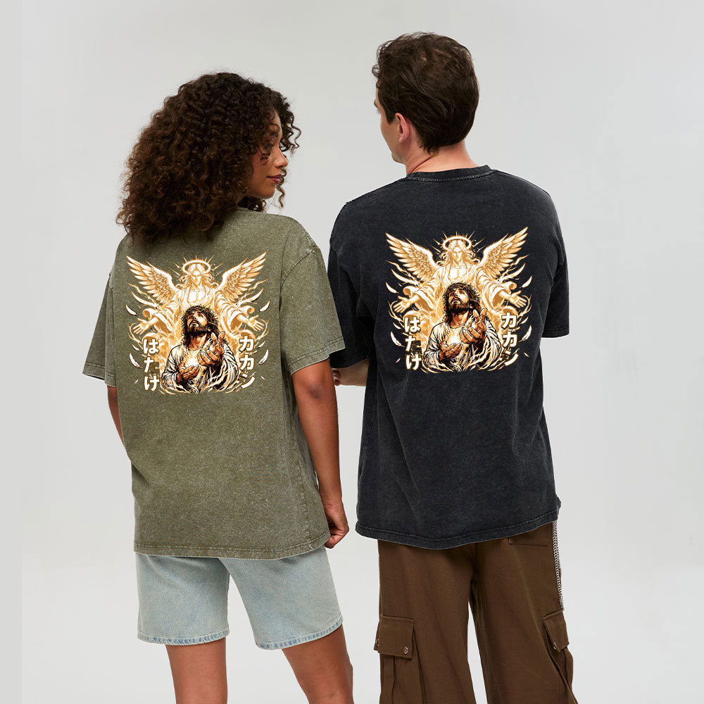 Jesus Christ Angel Christian Washed T-Shirt
