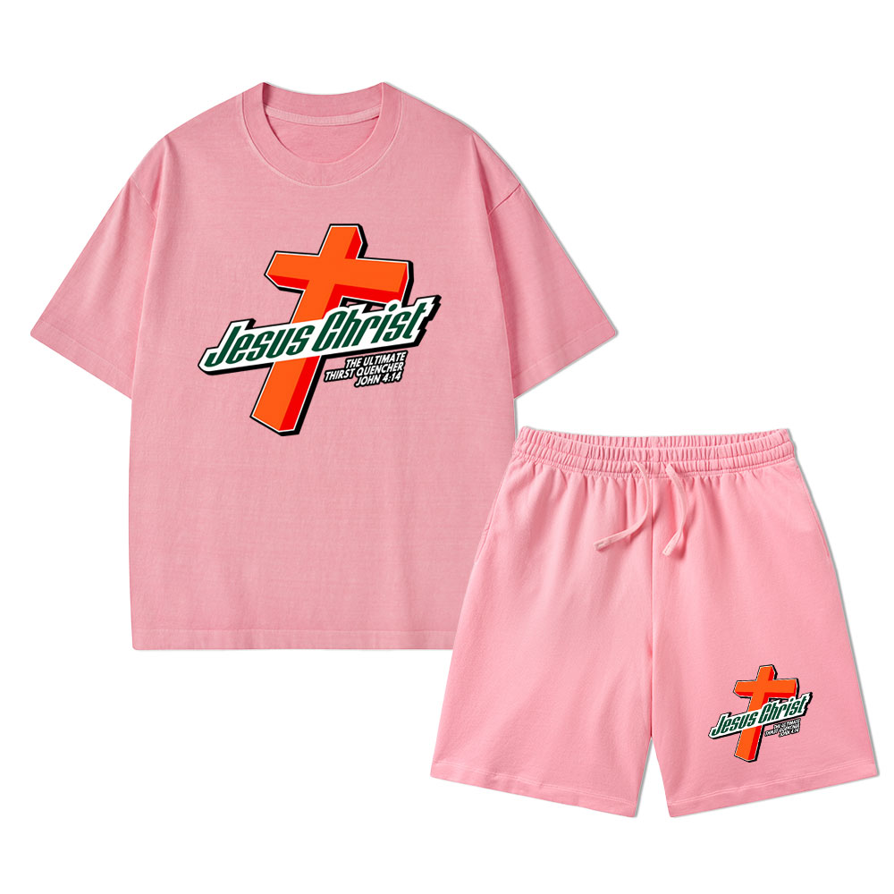 Jesus Christ Christian Washed T-Shirt & Shorts
