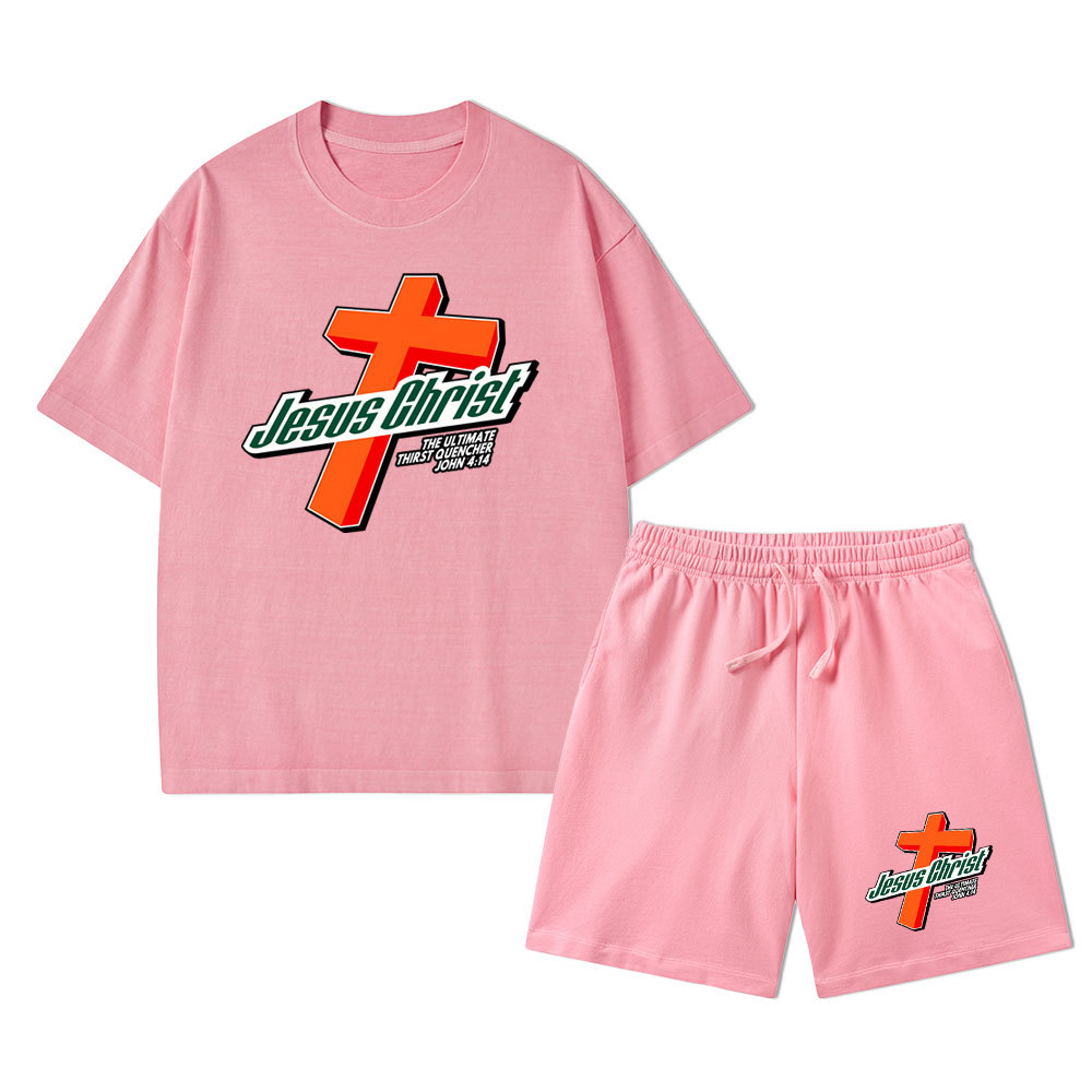 Jesus Christ Christian Washed T-Shirt & Shorts