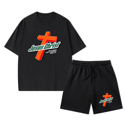 Jesus Christ Christian Washed T-Shirt & Shorts