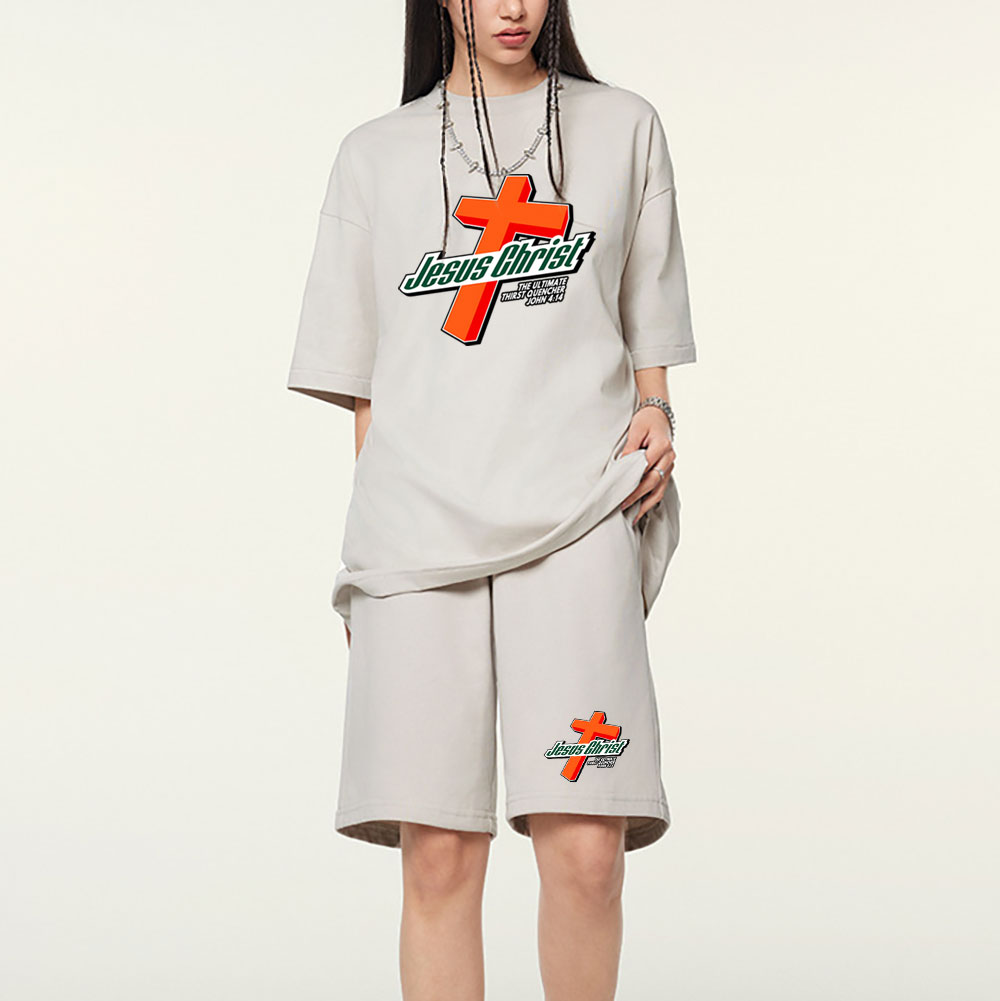 Jesus Christ Christian Washed T-Shirt & Shorts