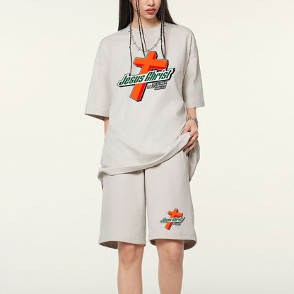 Jesus Christ Christian Washed T-Shirt & Shorts