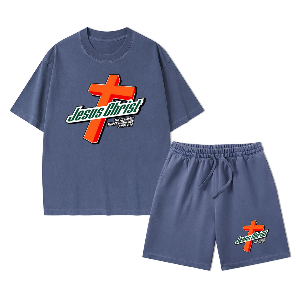 Jesus Christ Christian Washed T-Shirt & Shorts