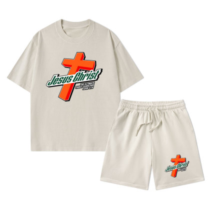 Jesus Christ Christian Washed T-Shirt & Shorts