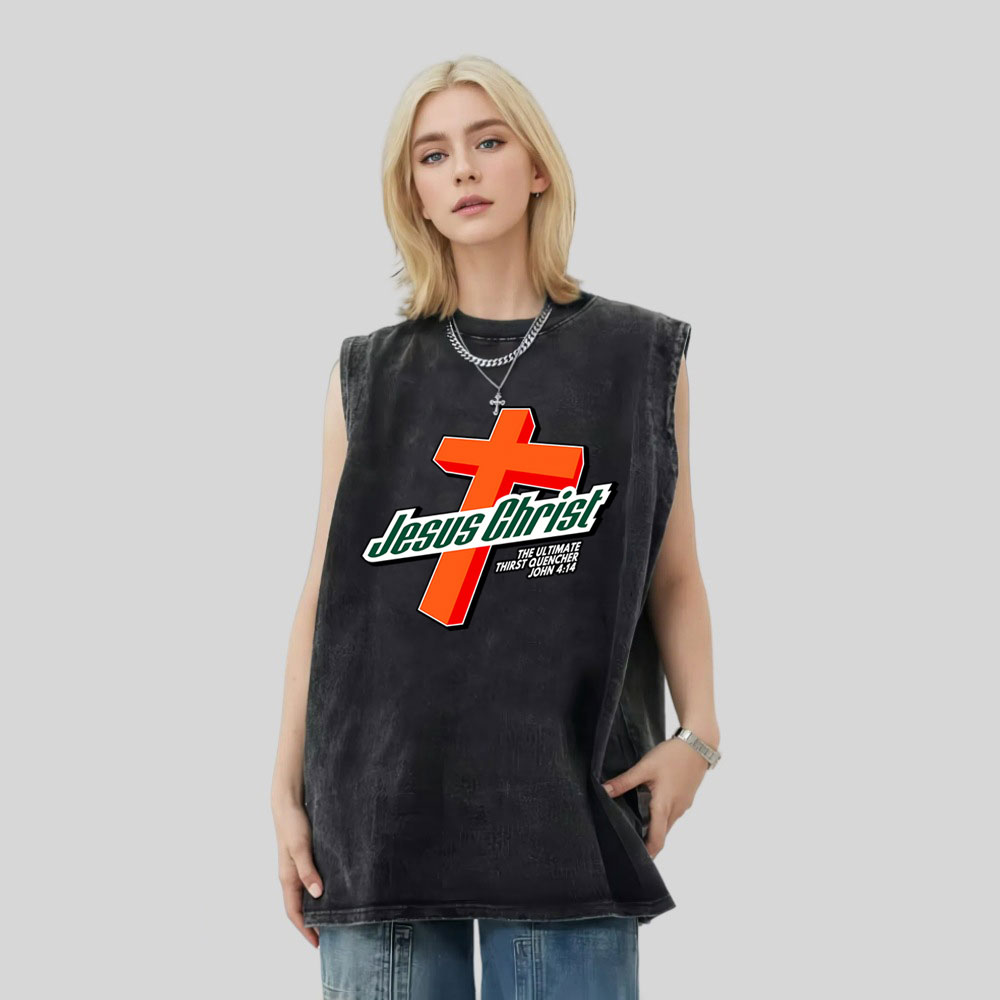 Jesus Christ Christian Washed Tank Top