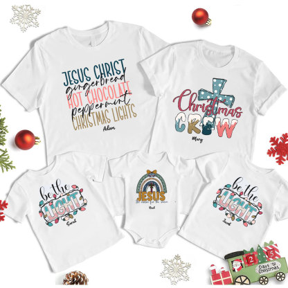 Personalized Jesus Christ Christmas Family Matching Shirts