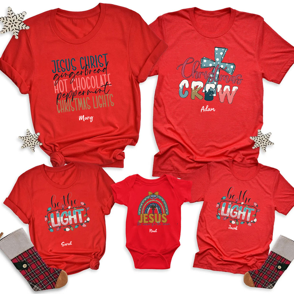 Personalized Jesus Christ Christmas Family Matching Shirts
