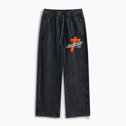 Jesus Christ Cross Christian Washed Sweatpants