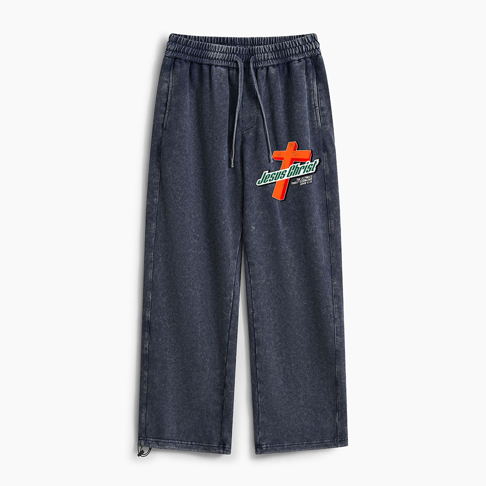 Jesus Christ Cross Christian Washed Sweatpants