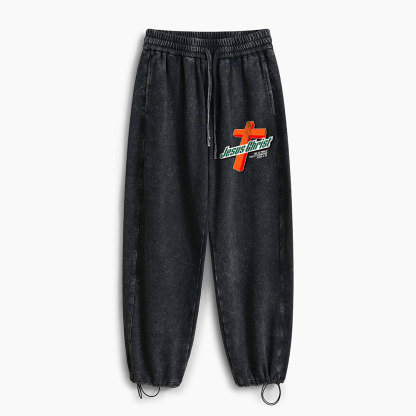 Jesus Christ Cross Christian Washed Sweatpants