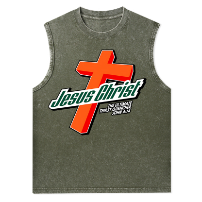 Jesus Christ Cross Christian Washed Tank Top