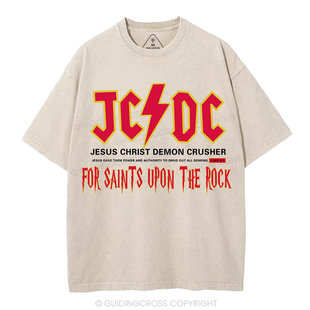 Jesus Christ Demon Crusher Christian Washed T-Shirt