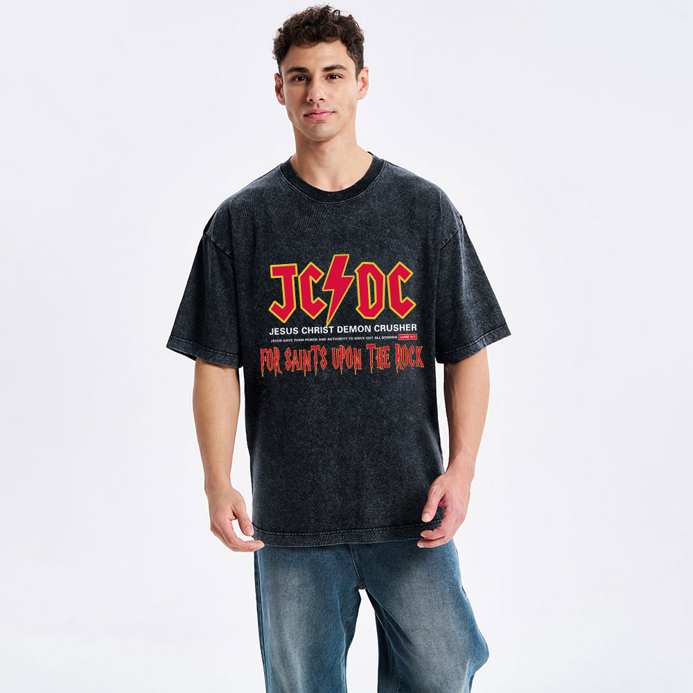 Jesus Christ Demon Crusher Christian Washed T-Shirt